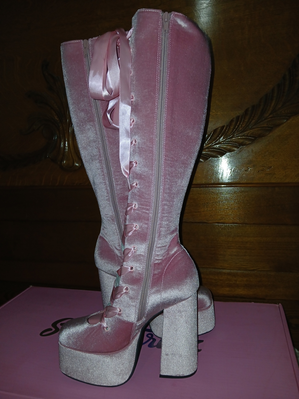 Pink Lace Up Boots - Picture 4 of 16
